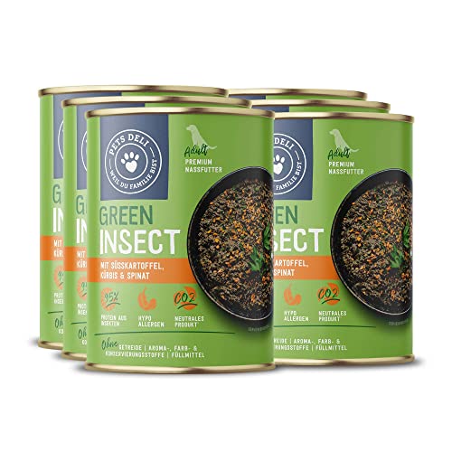 Pets Deli Green Nassfutter auf Insekten-Basis mit Süßkartoffel, Kürbis und Spinat ohne Zucker und Gluten 6 x 375g von Pets Deli