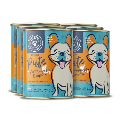 Pets Deli Breed Fit Nassfutter für Hunde mit Pute, Quinoa, Apfel und Hüttenkäse ohne Zucker und Gluten 6 x 400g von Pets Deli