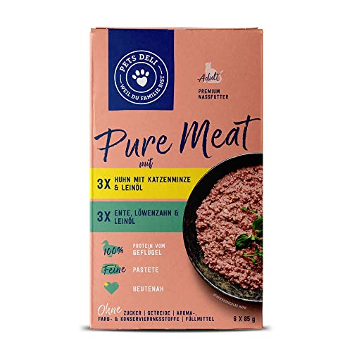 Pets Deli Pure Meat Nassfutter Multipack für Katzen in den Sorten Huhn & Ente ohne Gluten und Zucker 6 x 85g von PETS DELI - NATURAL PET FOOD