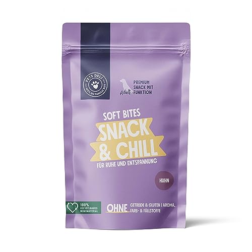 Pets Deli Snack & Chill Entspannungs Snack für Hunde – Unterstützt Beruhigung bei Stress & Angst – mit Baldrian & Lavendel (300g) von Pets Deli