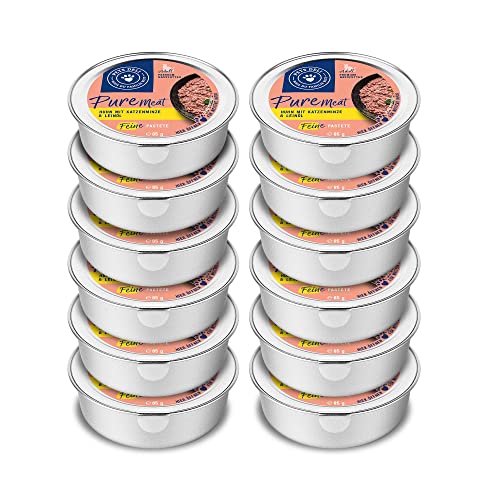 Pure Meat Nassfutter für Katzen | Huhn mit Katzenminze | 12 x 85g von Pets Deli