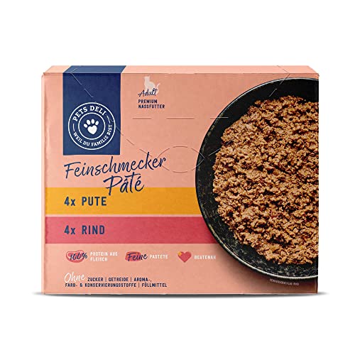 Pets Deli Feinschmecker Pâté Multipack Pute & Rind für Katzen ohne Gluten und Zucker 8x85 g von PETS DELI - NATURAL PET FOOD