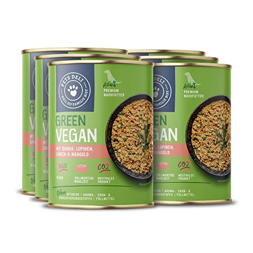 Pets Deli Veganes Nassfutter für Hunde mit Lupinen, Mangold, Süßkartoffel und Zucchini ohne Zucker und Gluten 6 x 400g von Pets Deli