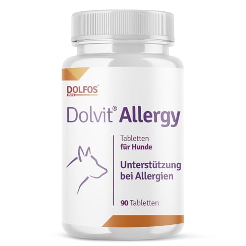 Dolvit Allergy Fellpflege Hund 90 Tabletten, Natürliches Nahrungsergänzungsmittel Hund für gegen Allergien und Dermatitis, Allergie Tabletten für Hunde gegen Juckreiz von DOLFOS PETS