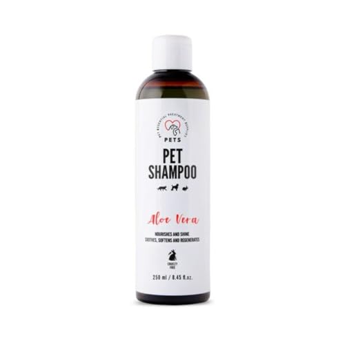 Pet Shampoo Hundeshampoo und Katzenshampoo mit Aloe Vera 250 ml Umfassende Haarpflege, Einzigartige Formel, Natürliche Inhaltsstoffe von PETS