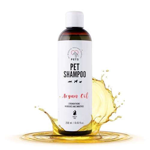 Pet Shampoo Hundeshampoo und Katzenshampoo mit Argan Oil 250 ml Umfassende Haarpflege, Einzigartige Formel, Natürliche Inhaltsstoffe von PETS