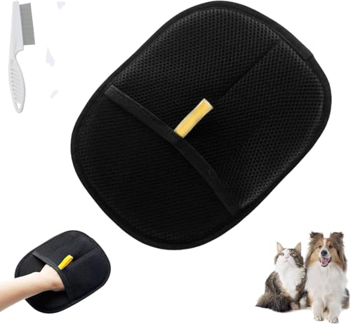 PETSBURG Pet Hair Remover Glove - Reusable Electrostatic Pet Hair Removal Gloves, Pet Grooming Gloves, Pets Double Sided Grooming Glove for Couch, Furniture, Carpet, Car Seat Cleaning (1pcs) von PETSBURG