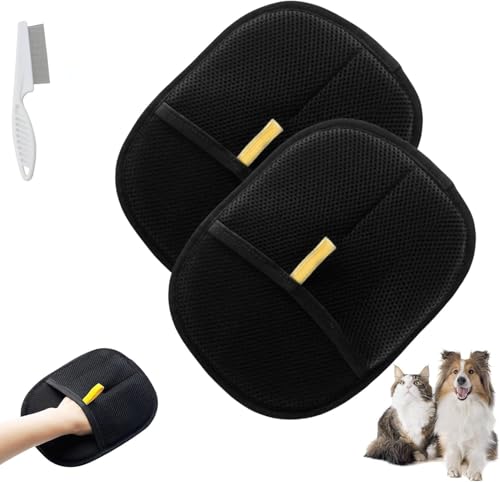 PETSBURG Pet Hair Remover Glove - Reusable Electrostatic Pet Hair Removal Gloves, Pet Grooming Gloves, Pets Double Sided Grooming Glove for Couch, Furniture, Carpet, Car Seat Cleaning (2pcs) von PETSBURG