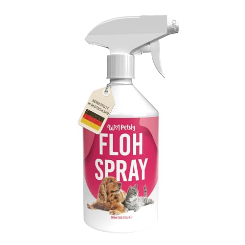 Petsly® Flohmittel Katzen & Flohmittel Hund - 500ml - Nicht färbend - Flohspray gegen Flöhe, Zecken, Läuse, Milben - Langzeitschutz - Hausgemachtes Katzen Flohmittel mit Citronella-Öl & Geraniol von Petsly