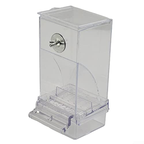 1 x Wellensittich-Vogelfutterbox, Anti-Spritz-Automatischer Futterspender Vogelbedarf, transparent, 18,8 x 7,5 x 8,5 cm von PETSTIBLE