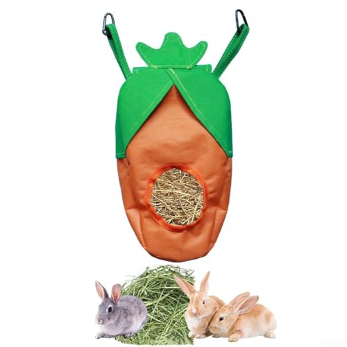 Kaninchen Feeder Heubeutel Karottenform Bunny Heu Feeder Bag Hanging Heu Dispenser von PETSTIBLE