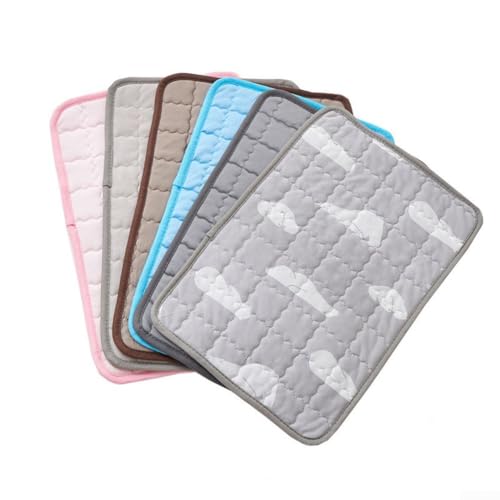 PETSTIBLE Kühlmatte für Haustiere, Eisseide, atmungsaktiv, rutschfest, Sommerunterlage mit Keksmuster-Stickerei, für Hunde, Katzen, Innen- und Außenbereich, Blau (L Braun, L) von PETSTIBLE