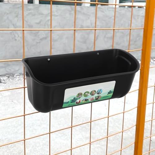 PETSTIBLE Wandmontierter Futterspender, hängender Hühnerfuttertrog, Geflügelzaun-Futterbecken, Behälter, großes Fassungsvermögen für Nutztiere (schwarz) von PETSTIBLE