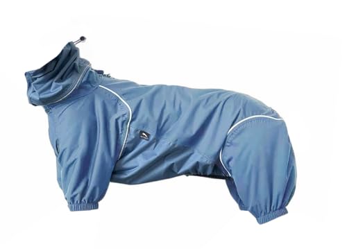 PETT2GO, Regenmantel, atmungsaktiv, für Hunde, Mantel mit Beinen, mit Kapuze, reflektierende Paspel, kompakt, Nebel-Silence-M von PETT2GO