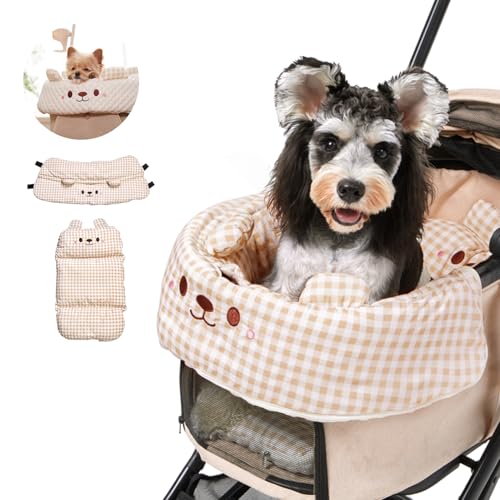 PETTENA Kinderwagen-Bezug für Haustiere, abnehmbares und waschbares Hunde-Kinderwagenkissen, beidseitig verwendetes Haustier-Kinderwagenkissen für Hunde und Katzen, Khaki PETTENA Kinderwagen-Bezug für Haustiere, abnehmbares und waschbares Hunde-Kinderwagenkissen, beidseitig verwendetes Haustier-Kinderwagenkissen für Hunde und Katzen, Khaki von PETTENA