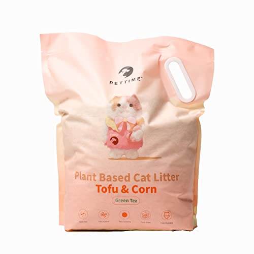 PETTIME Tofu & Maisstreu, groß, 5,4 kg, staubfrei, klumpendes Katzenstreu, absorbiert schnell Katzengerüche, Toilette, spülbar, Maisstreu von PETTIME