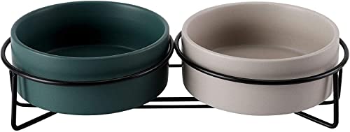 PETTOM Katzennapf Erhöht, Futternapf Katze Keramik, 2er Set Fressnapf Katze mit Ständer, Katzenfressnapf Nackenschutz PETTOM Katzennapf Erhöht, Futternapf Katze Keramik, 2er Set Fressnapf Katze mit Ständer, Katzenfressnapf Nackenschutz von PETTOM
