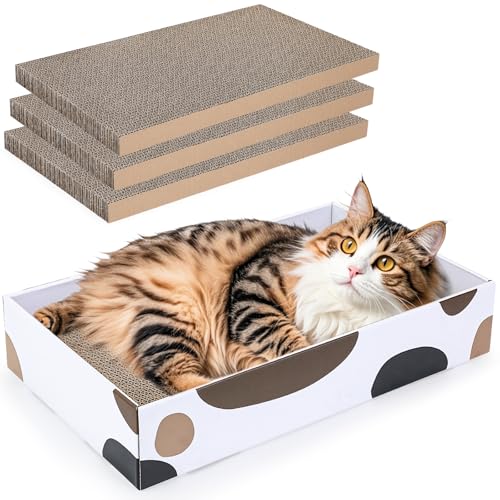 PETTOM 3 Stücke Kratzbretter Katzen, Kratzpappe für Katzen, Katzenkratzbrett aus Pappe, Kratzkarton 43 * 26cm von PETTOM