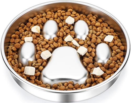 PETTOM Antischlingnapf Hunde Edelstahl, Hundenapf Anti Schling Ø21 cm, Anti Schling Napf Hund Groß, Schlingnapf Hunde Slow Feeder von PETTOM