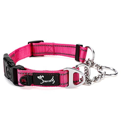 PETTOM Zugstopp Halsband Hunde mit Sicherheitsschloss, Hundehalsband Martingale, Halsband Verstellbar und Reflektierend für Große Mittlere und Kleine Hunde (S, Rosa) von PETTOM