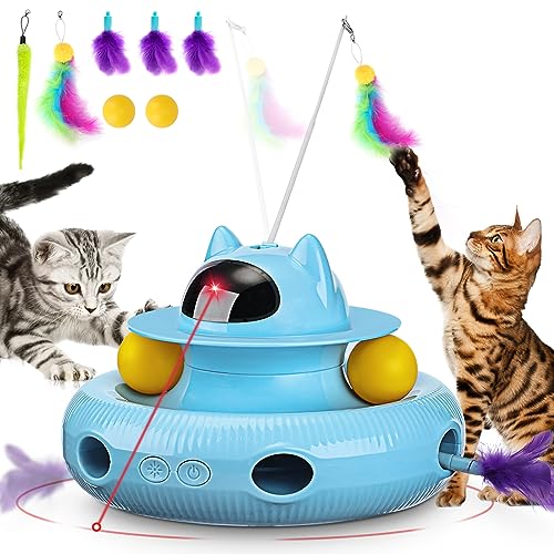 PETTOM Katzenspielzeug Selbstbeschäftigung, 4-in-1 Katzenspielzeug Elektrisch Automatisch, Interaktives Spielzeug für Katzen USB Aufladbar von PETTOM