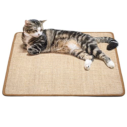 PETTOM Kratzmatte Katze Kratzteppich Sisal (60x40cm) Kratzbretter Boden rutschfest und verschleißfest schützt Teppiche und Sofas von PETTOM