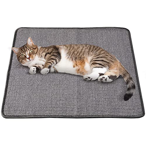 PETTOM Kratzmatte Katze Kratzteppich Sisal (60x60cm) Kratzbretter Boden rutschfest und verschleißfest schützt Teppiche und Sofas, Dunkelgrau von PETTOM