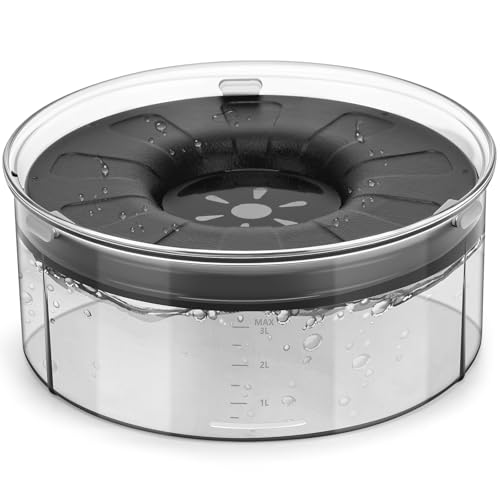 PETTOM Wassernapf Hund ohne Sabbern, 3L Transparenter Hundenapf Auslaufsicher, Trinknapf Hund Anti Schlabber, Hunde Wassernapf für Drinnen und Draußen von PETTOM