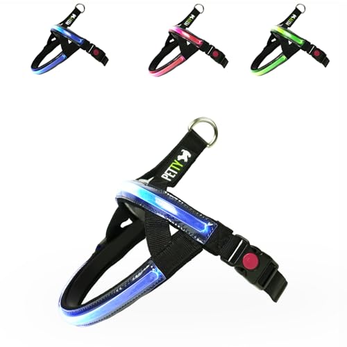 Norwegisches LED-Hundegeschirr (Blau, 2XS) von PETTY