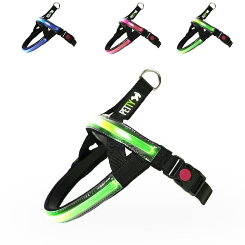 Norwegisches LED-Hundegeschirr (Grün, 2XS) von PETTY