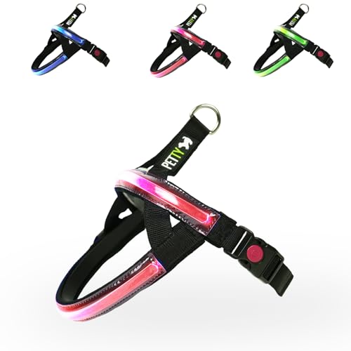 PETTY Norwegisches LED-Hundegeschirr (Rot, XL) von PETTY