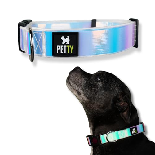 PettyItalia, Reflektierendes Hundehalsband aus Biothane, Verstellbar und Wasserdicht, mit D-Ring und Sicherheitsverschluss, für Kleine, Mittelgroße und Hunde, Größe S von PETTY