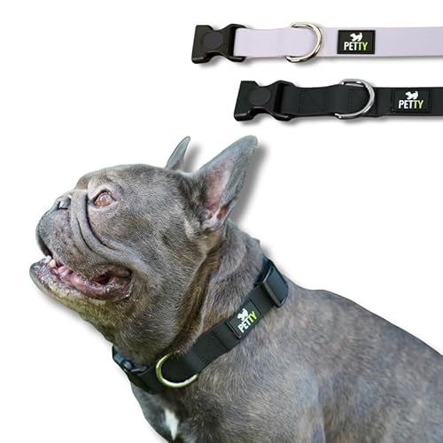 PettyItalia, Verstellbares Hundehalsband aus Biothane, Wasserdicht, mit D-Ring und Sicherheitsverschluss, für Kleine, Mittelgroße und Hunde, Farbe Schwarz, Größe XS von PETTY