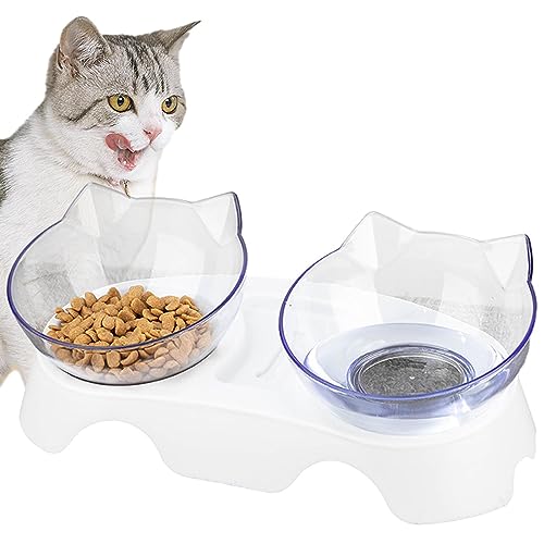 Katzenfutternäpfe erhöht | Niedlicher, lebensmittelechter Katzenfutterspender in Katzenform, transparent - Hochtemperaturbeständiger, sicherer Katzennapf für Haustiere, für Zuhause und Petufun von PETUFUN