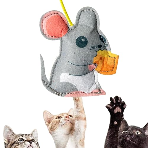 PETUFUN Selbstspielendes Katzenspielzeug - Lustiges Katzenspielzeug für Wohnungskatzen - Lustiges Katzenspielzeug mit automatischer Tür und einziehbarem elastischem Seil für Katzensprungübungen von PETUFUN