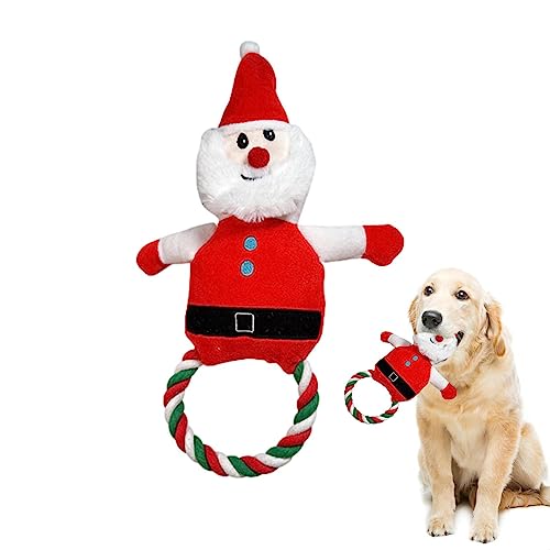 PETUFUN Weihnachts-Hundespielzeug | Quietschendes Kauspielzeug für Hunde,Robustes Hundekauspielzeug aus Seil für die Zahnreinigung, Weihnachtsmann, Schneemann, Elch-Hundebissspielzeug für Weihnachten von PETUFUN