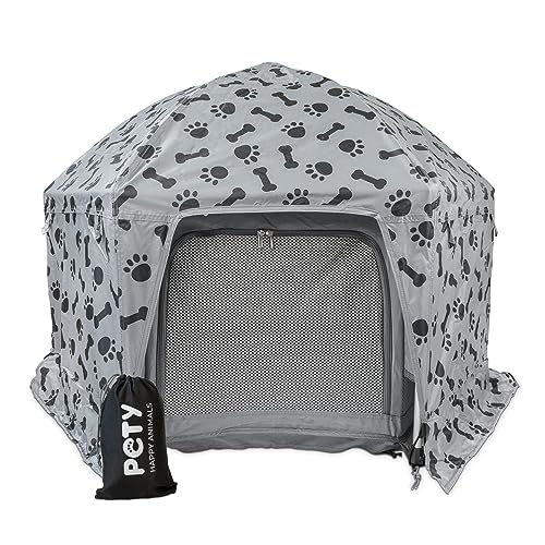 PETY Hunde Abdeckung Plus für den kleinen Laufstall (60 x 100 cm) - Cover mit UV-Schutz und Regenabweisend - mit Klettbefestigung - Dach mit praktischer Tasche - Anthrazit von PETY