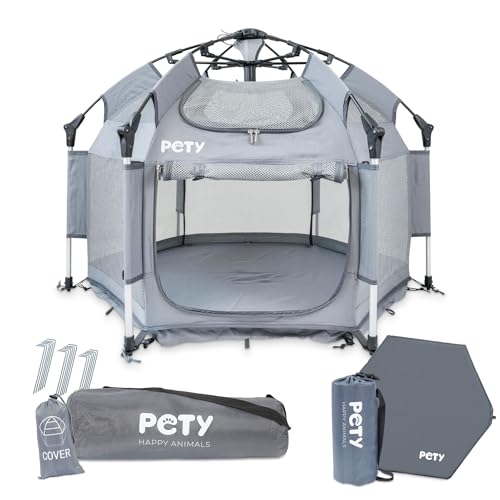 PETY Laufstall Set für Hunde - 100 x 60 cm mobiles Hundezelt mit Tragetasche, UV-Dach und Bodenmatte - Outdoor und Indoor Tiergehege - Hunde Reisezubehör für Camping – Anthrazit PETY Laufstall Set für Hunde - 100 x 60 cm mobiles Hundezelt mit Tragetasche, UV-Dach und Bodenmatte - Outdoor und Indoor Tiergehege - Hunde Reisezubehör für Camping – Anthrazit von PETY