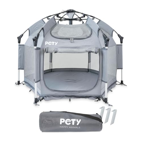 PETY Laufstall für Hunde - 100 x 60 cm mobiles Hundezelt mit Tragetasche und Heringen - Outdoor und Indoor Tiergehege - Hunde Reisezubehör für Camping – Anthrazit PETY Laufstall für Hunde - 100 x 60 cm mobiles Hundezelt mit Tragetasche und Heringen - Outdoor und Indoor Tiergehege - Hunde Reisezubehör für Camping – Anthrazit von PETY