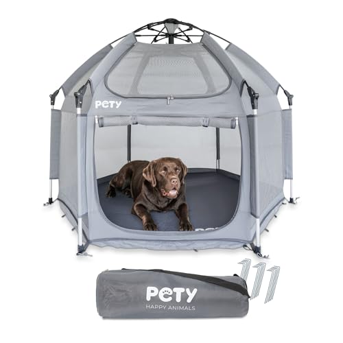 PETY Laufstall für Hunde - 150 x 100 cm mobiles Hundezelt mit Tragetasche und Heringen - Outdoor und Indoor Tiergehege - Hunde Reisezubehör für Camping – Anthrazit PETY Laufstall für Hunde - 150 x 100 cm mobiles Hundezelt mit Tragetasche und Heringen - Outdoor und Indoor Tiergehege - Hunde Reisezubehör für Camping – Anthrazit von PETY