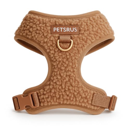Hundegeschirr, Neopren, Leder, Design, Sport, klein, mittel, groß, kein Ziehen, verstellbar, atmungsaktiv, leicht (Teddy Brown, M) von PETsRUS