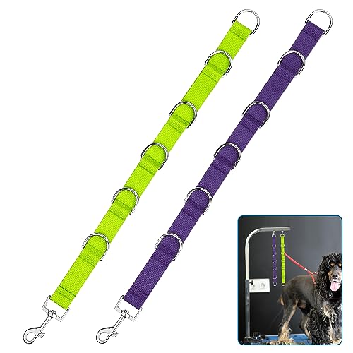 2 Stück Hundepflege Verlängerungsgurt, Schnellverschluss Nylon Verstellbarer Bauchgurt für Hunde Verstellbar Fellpflegetischgurte für Hundepflegeleinentisch (Grün, Lila) von PEUTIER