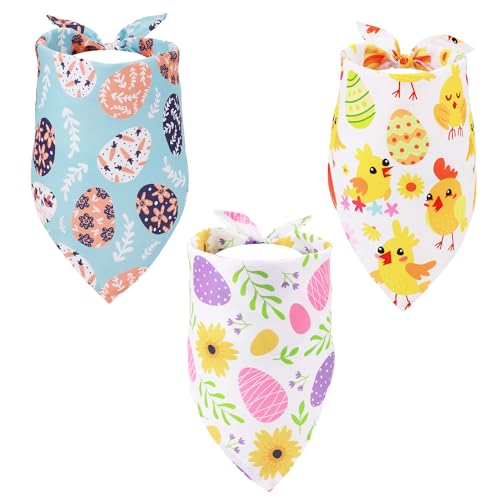 3 Stück Hundehalstuch Ostern, 70 x 48 cm Schöner Haustier Ostern Osterei Blume Huhn Bunt Osterwelpen-Lätzchen für Hunde Osterparty Geschenk 3 Stück Hundehalstuch Ostern, 70 x 48 cm Schöner Haustier Ostern Osterei Blume Huhn Bunt Osterwelpen-Lätzchen für Hunde Osterparty Geschenk von PEUTIER