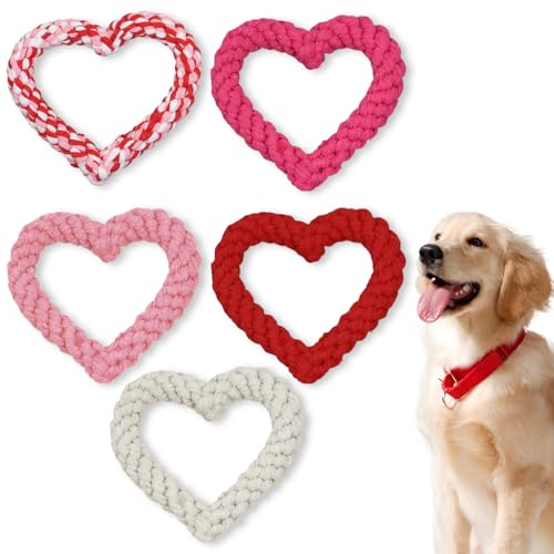 PEUTIER 5 Stück Valentinstag Hundespielzeug: Herzförmiges Kauspielzeug für Hunde zum Zahnen und Zerstörungsvermeidung von PEUTIER