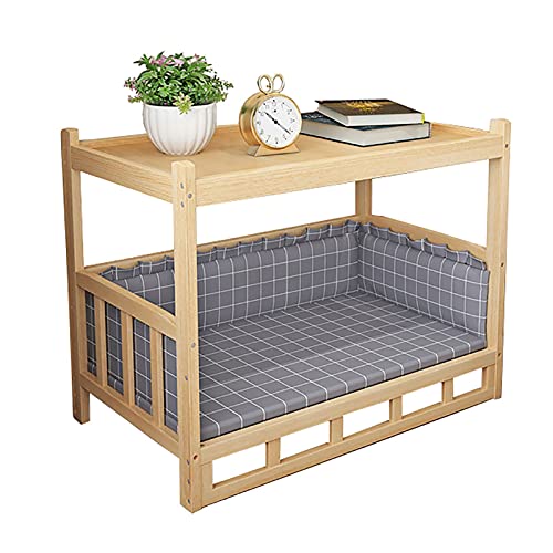 Hundebett Hölzerner Hund Kennel für Nacht mit Baldachin, Großes Erhöhtes Lounge-Sofa für Ältere Hunde oder Katzen, Graue Matratze, Verbesserter Schlaf ( Color : Without stairs , Size : M(60x45cm) ) Hundebett Hölzerner Hund Kennel für Nacht mit Baldachin, Großes Erhöhtes Lounge-Sofa für Ältere Hunde oder Katzen, Graue Matratze, Verbesserter Schlaf ( Color : Without stairs , Size : M(60x45cm) ) von PEYNIR
