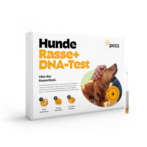 PEZZ DNA+ Test für Hunde zur Rassebestimmung + MDR1 | Über 350 Rassen mit Stammbaum | Screening auf Medikamentenunverträglichkeit| inkl. Gewichtsvorhersage & FCI-Einteilung | gratis Labor-Versand von PEZZ