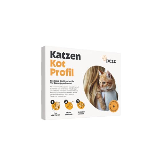 PEZZ Kotprofil 3-in-1 Test für Katzen für Parasiten/Würmer, Durchfall & Verdauung | Nur eine Probe | Alle häufigsten Parasiten, Durchfallerreger und die Verdauungsfunktion | gratis Laborversand von PEZZ