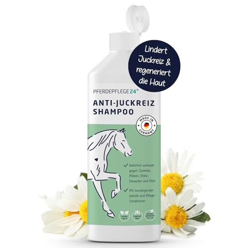 PFERDEPFLEGE24 Pferde Shampoo Anti Juckreiz 500ml - Juckreiz lindern & Haut regenerien - Natürliches Pferdeshampoo gegen Juckreiz, Milben, Pilz-, Floh & Parasiten von PFERDEPFLEGE24