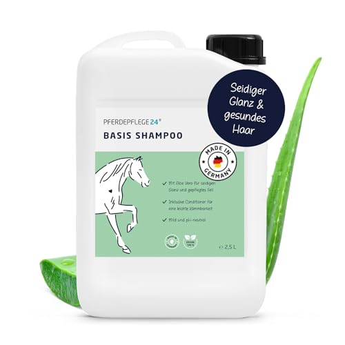 Mildes Pferdeshampoo - Basis Pferde Shampoo 0,5l, 2,5l, 5l & 10l pH Neutral - Seidiger Glanz, leichte Kämmbarkeit & sichtbar gesundes Haar - Pferdepflege von Pferdepflege24-2,5l von PFERDEPFLEGE24