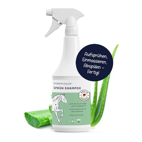 Pferdepflege24 Mildes Pferdeshampoo als Sprühshampoo - Basis Pferde Shampoo 0,5l, 1l, 2,5l, 5l & 10l Liter pH Neutral - Seidiger Glanz, leichte Kämmbarkeit & gesundes Haar von PFERDEPFLEGE24